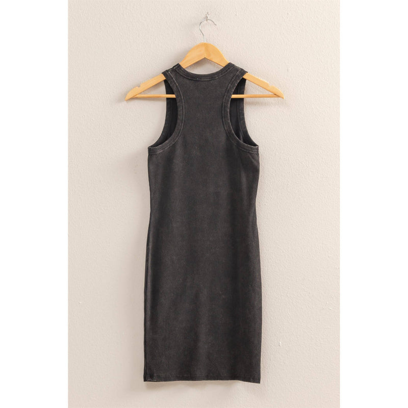 Lets Go Outside Ribbed Tank Dress in Black