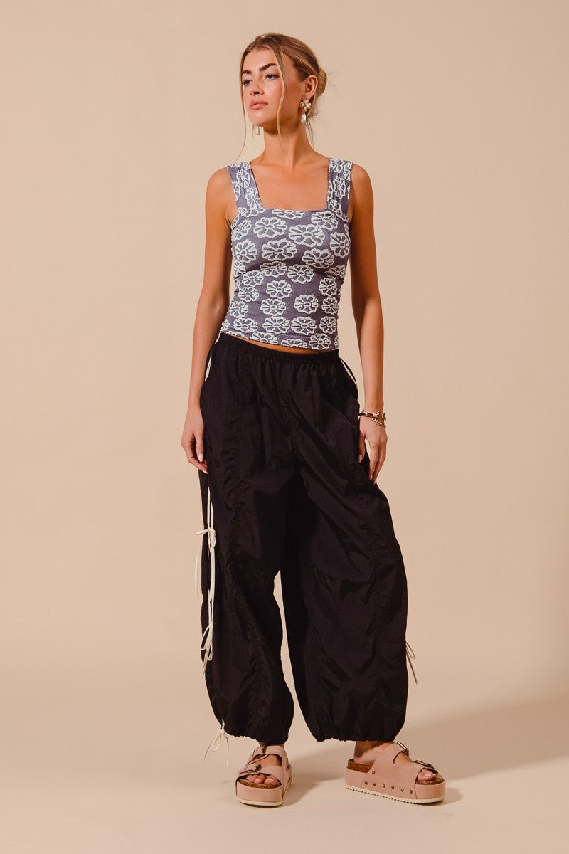 Super Wide Leg Jogger Pants in Black