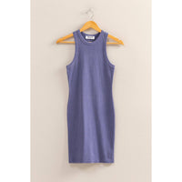 Lets Go Outside Ribbed Tank Dress in Dusty Indigo