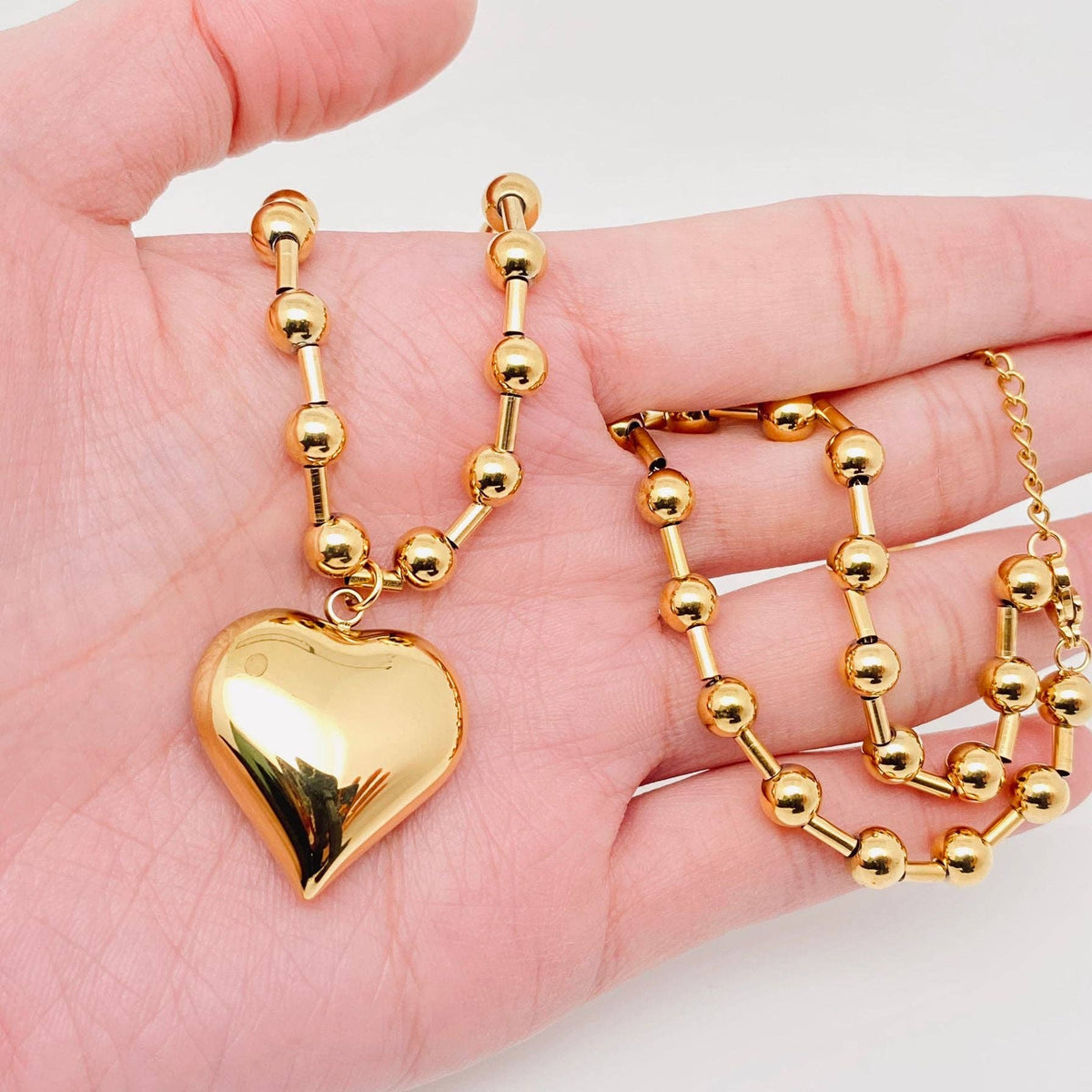18K Gold Plated Puffy Heart Necklace