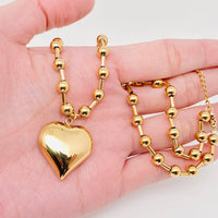 18K Gold Plated Puffy Heart Necklace