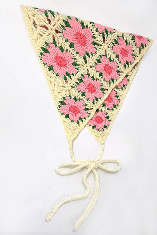 Floral Crochet Tie Hair Scarf