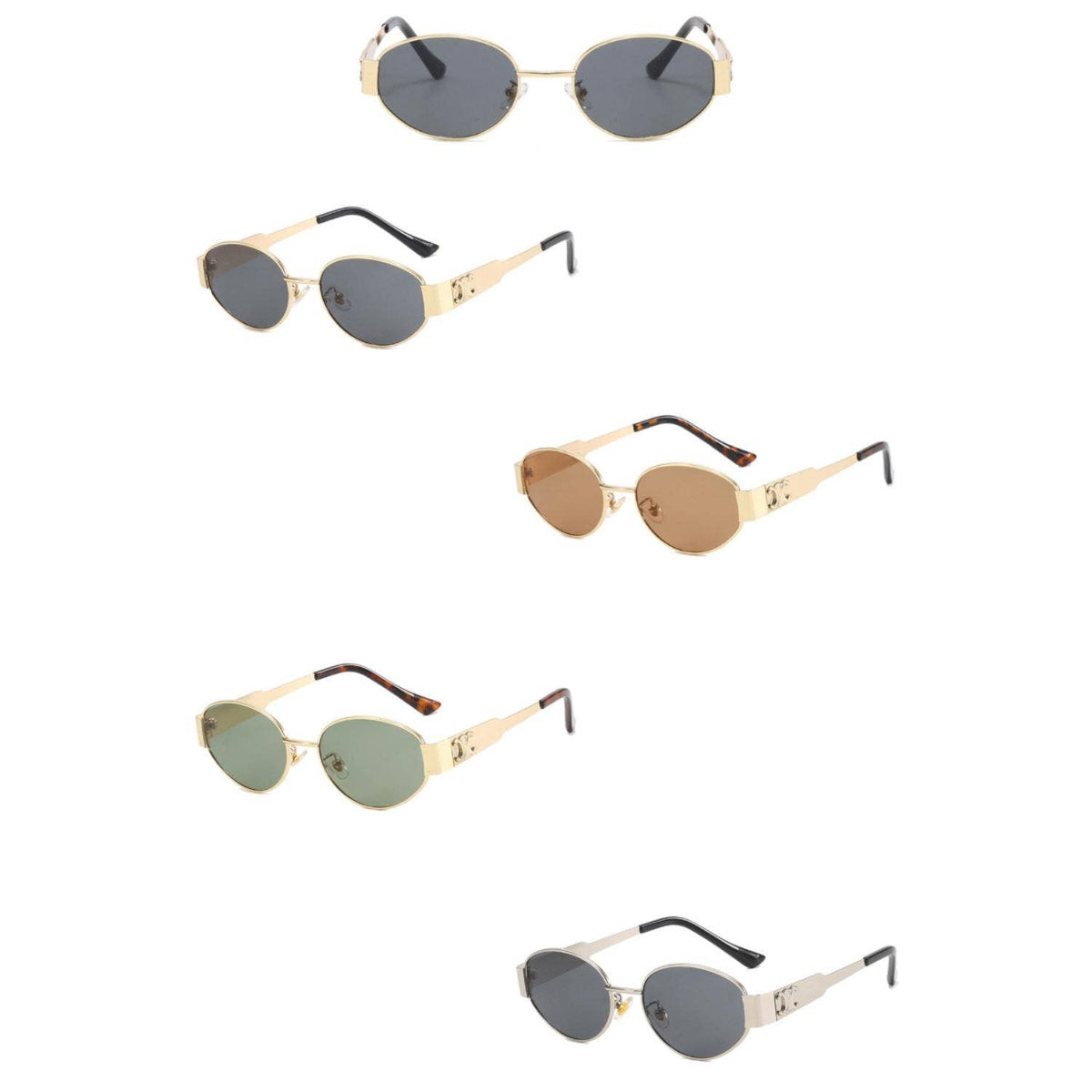 Retro Oval 90s Vintage Fashion Round Sunglasses