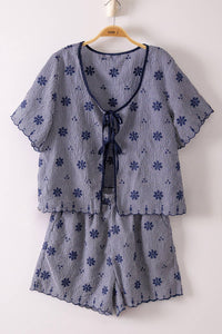 Darcy Floral Embroidery Woven Top & Shorts Set