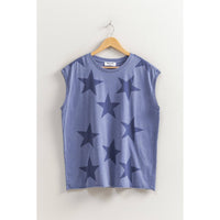 Star Muscle Tee in Blue
