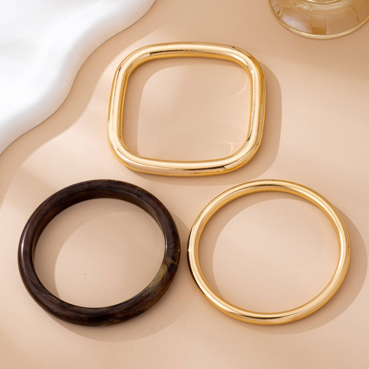 Tortoise & Gold Bangle Trio Bangle Set