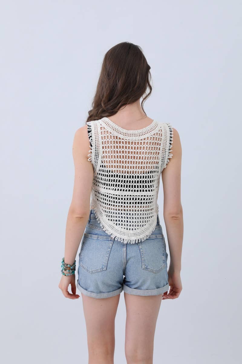 Boho Crochet Lace Vest + Ivory