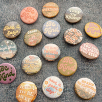 Positivity Button Pins: Be Kind - pink/purple