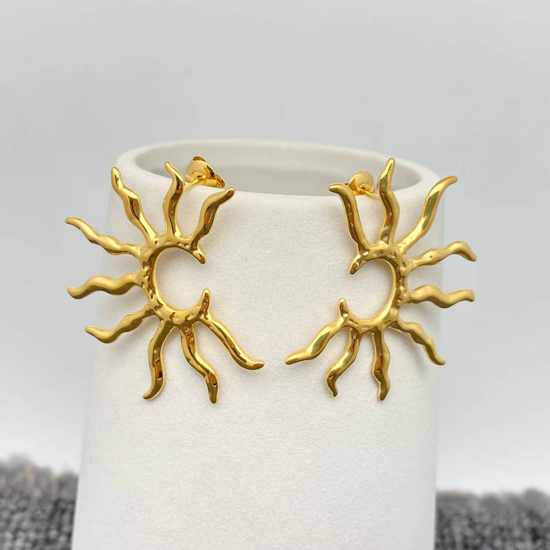 18K Gold Plated Sun Earrings