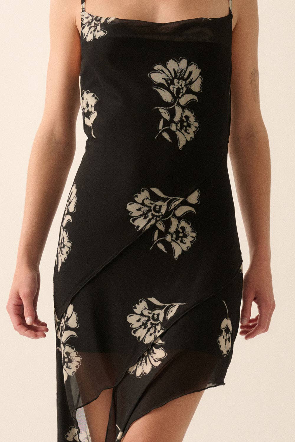 Hot Date Floral Asymmetrical Hem Mini Dress