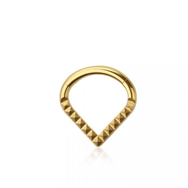 Gold V Septum Ring 16GA