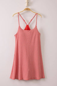 Ava Checkered Knit Active Tennis Dress Red