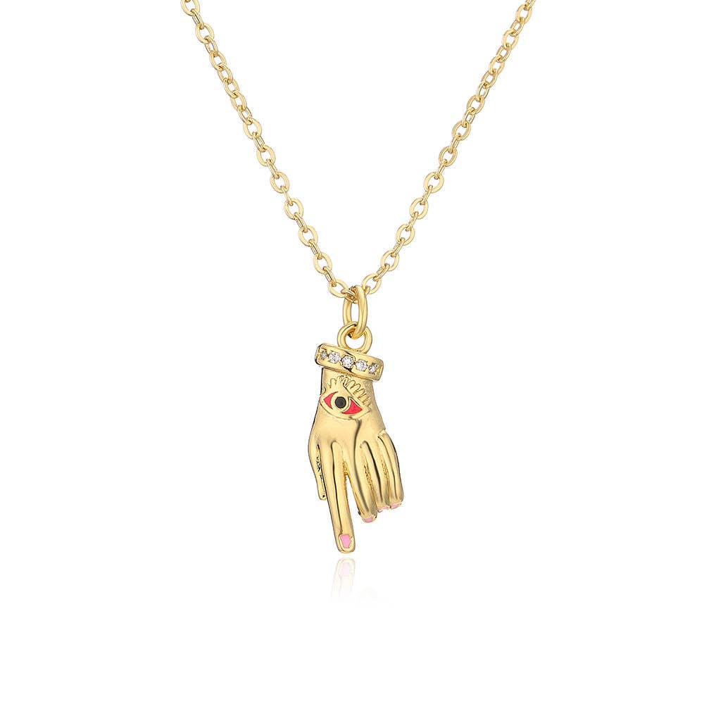 Gold Plated Hand Pendant Necklace