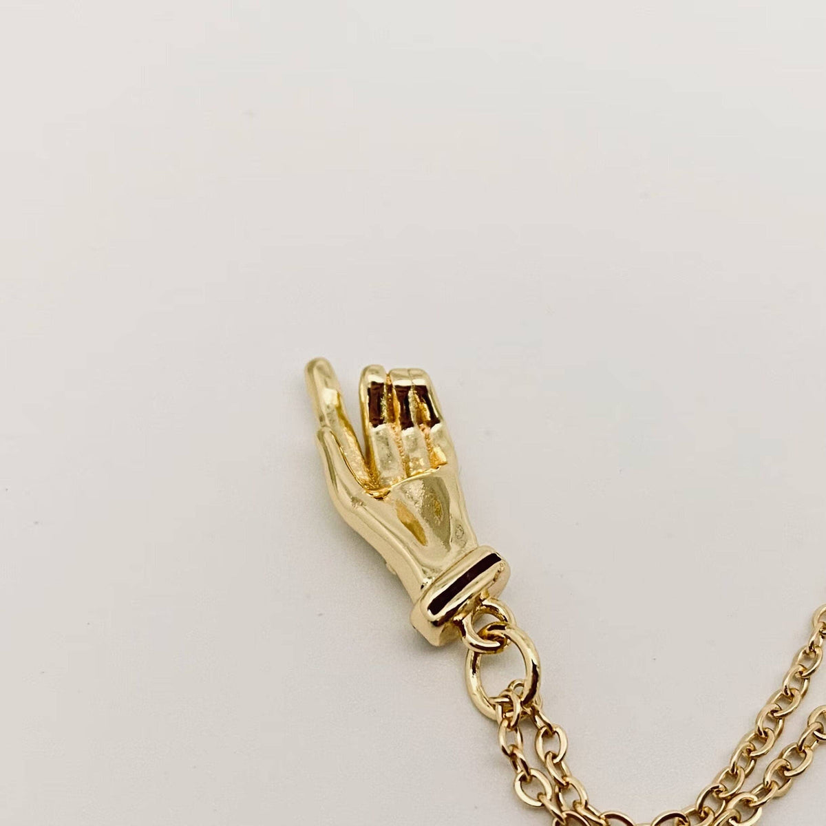 Gold Plated Hand Pendant Necklace