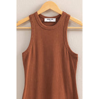 Lets Go Outside Ribbed Tank Dress in Chesnut