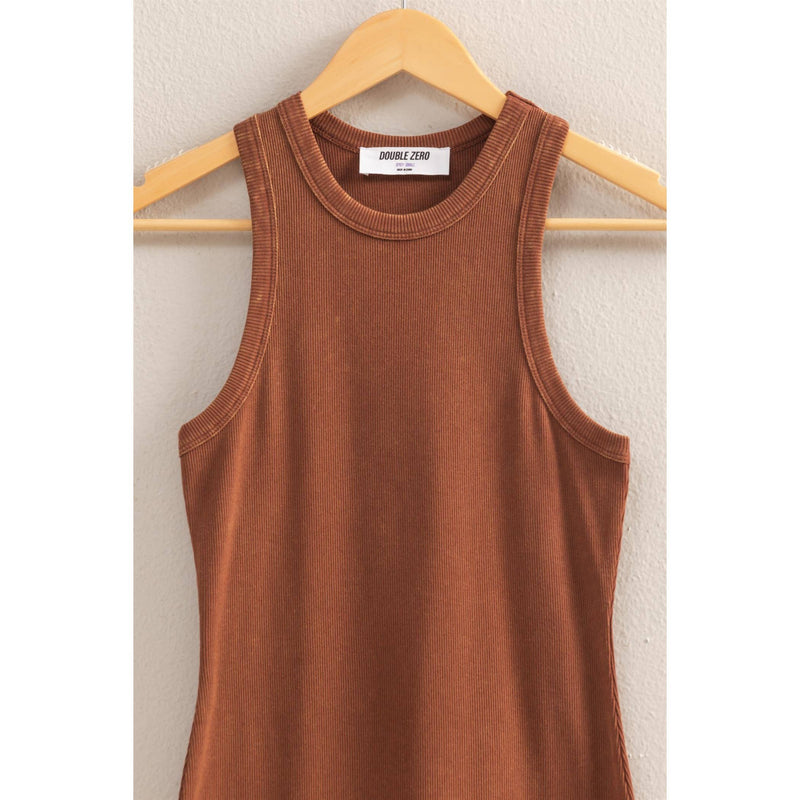 Lets Go Outside Ribbed Tank Dress in Chesnut