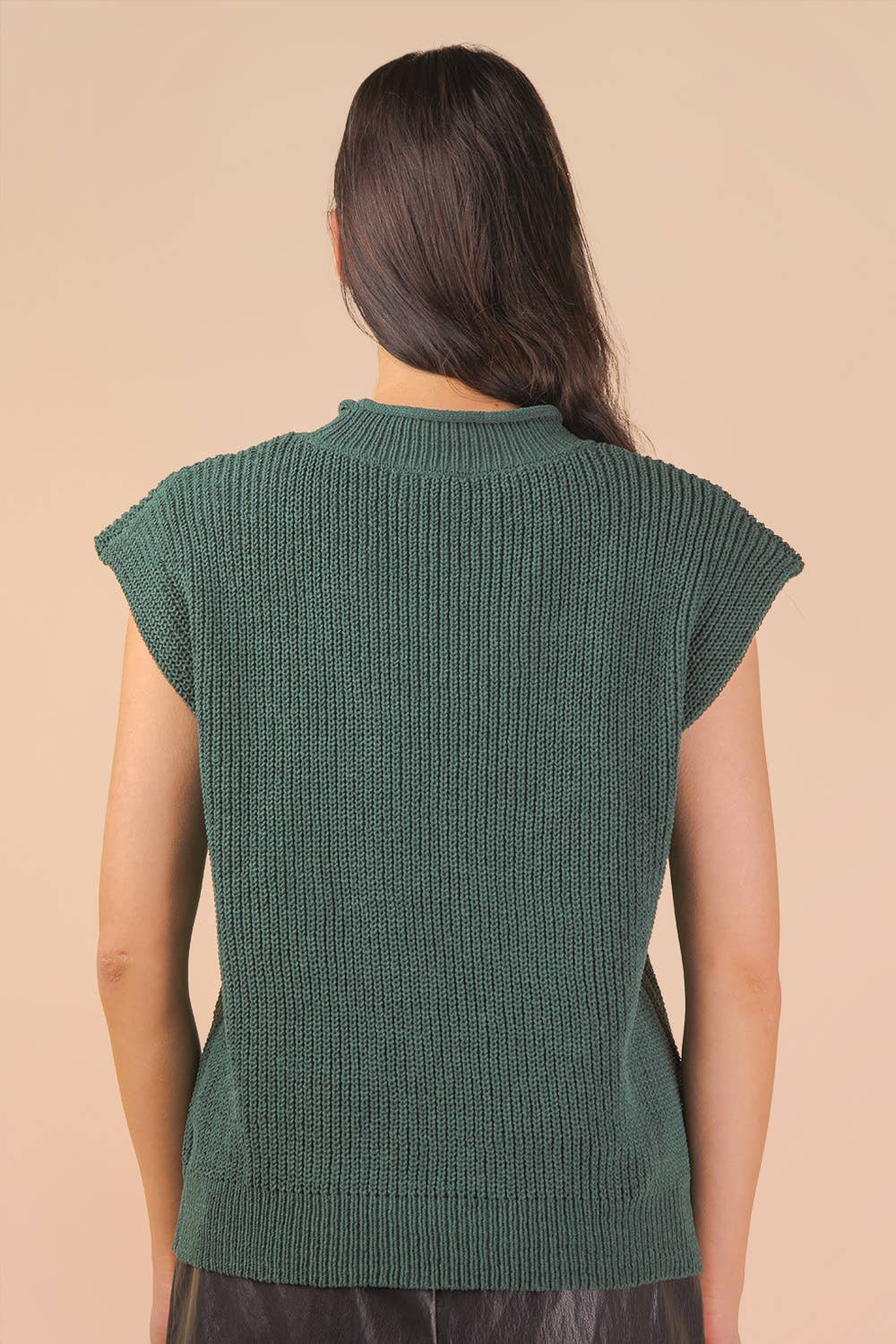Oversized Soft Knit Sweater Vest Top Forest