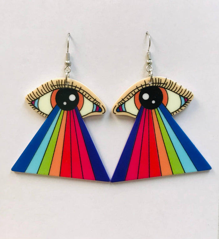 acrylic rainbow eye earrings