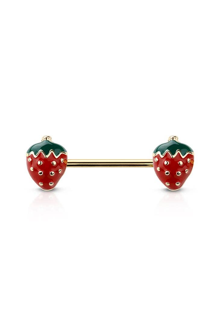STRAWBERRY ENDS 316L SURGICAL STEEL NIPPLE BAR - 580 Threads