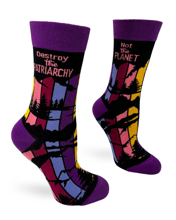 Destroy the Patriarchy Not the Planet Women's Crew Socks - 580 Threads