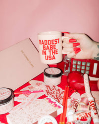 Baddest Babe in the USA Mug Pink - 580 Threads